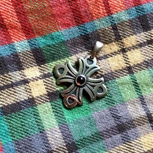 James Avery Retired Cross Pendant with Garnet
